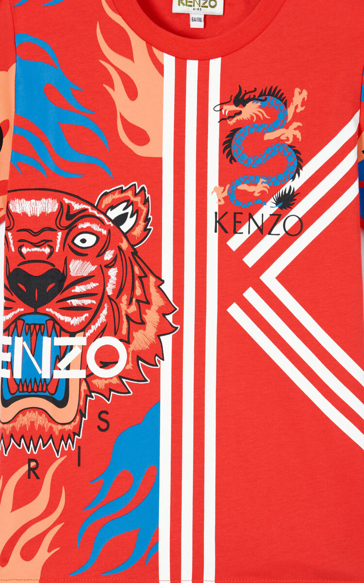 T shirt Kids Kenzo Dragon Celebration Multi icon T shirt Medium